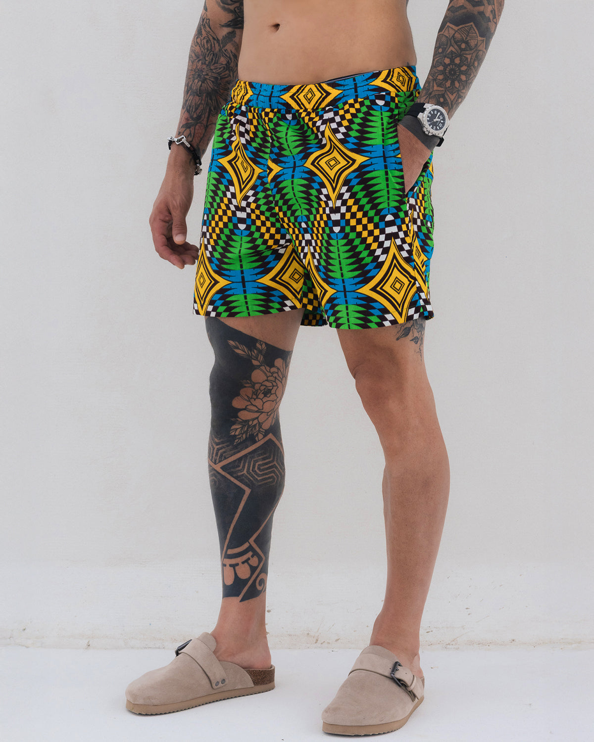 Calção médio em capulana