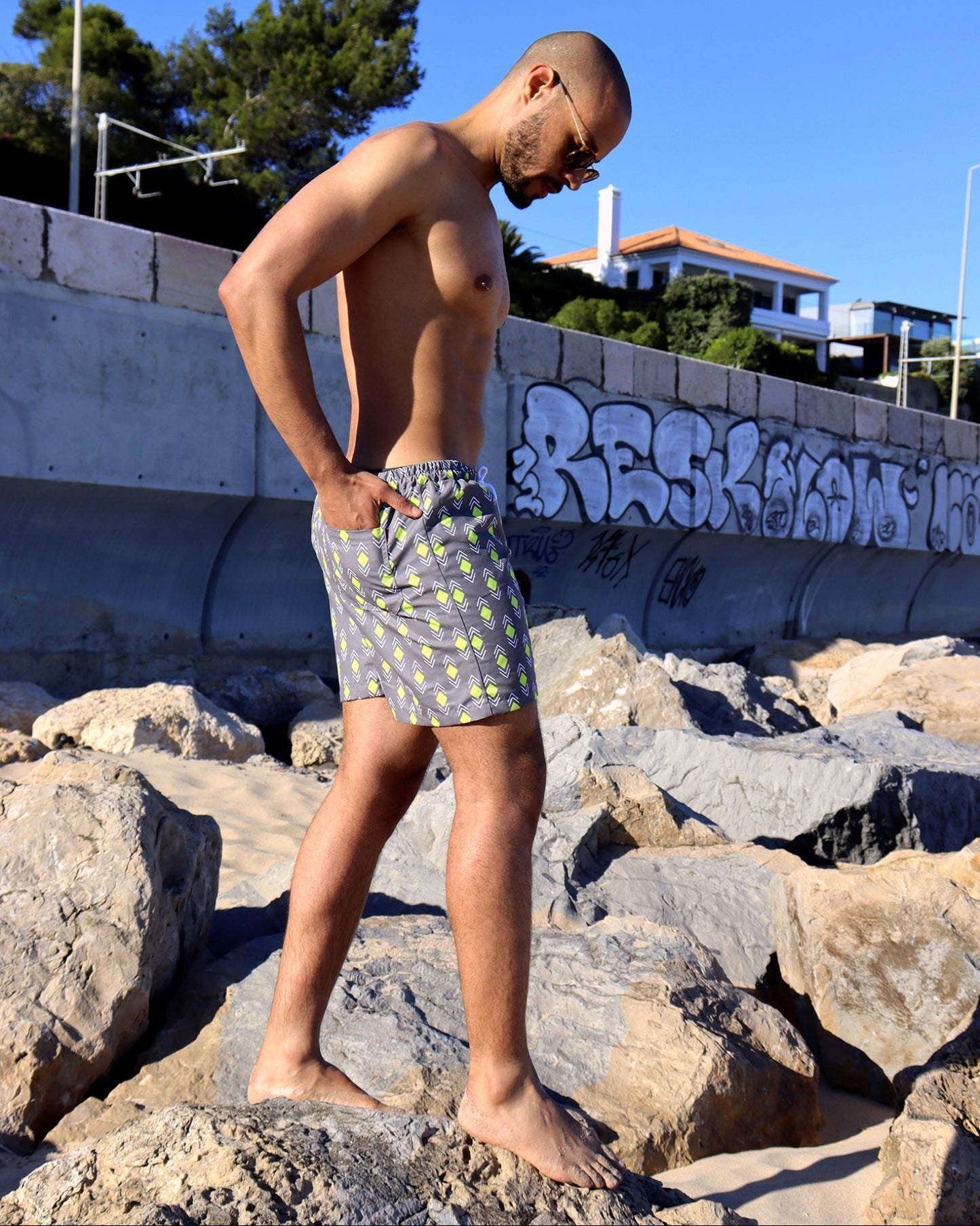 Calções de banho em padrão AG