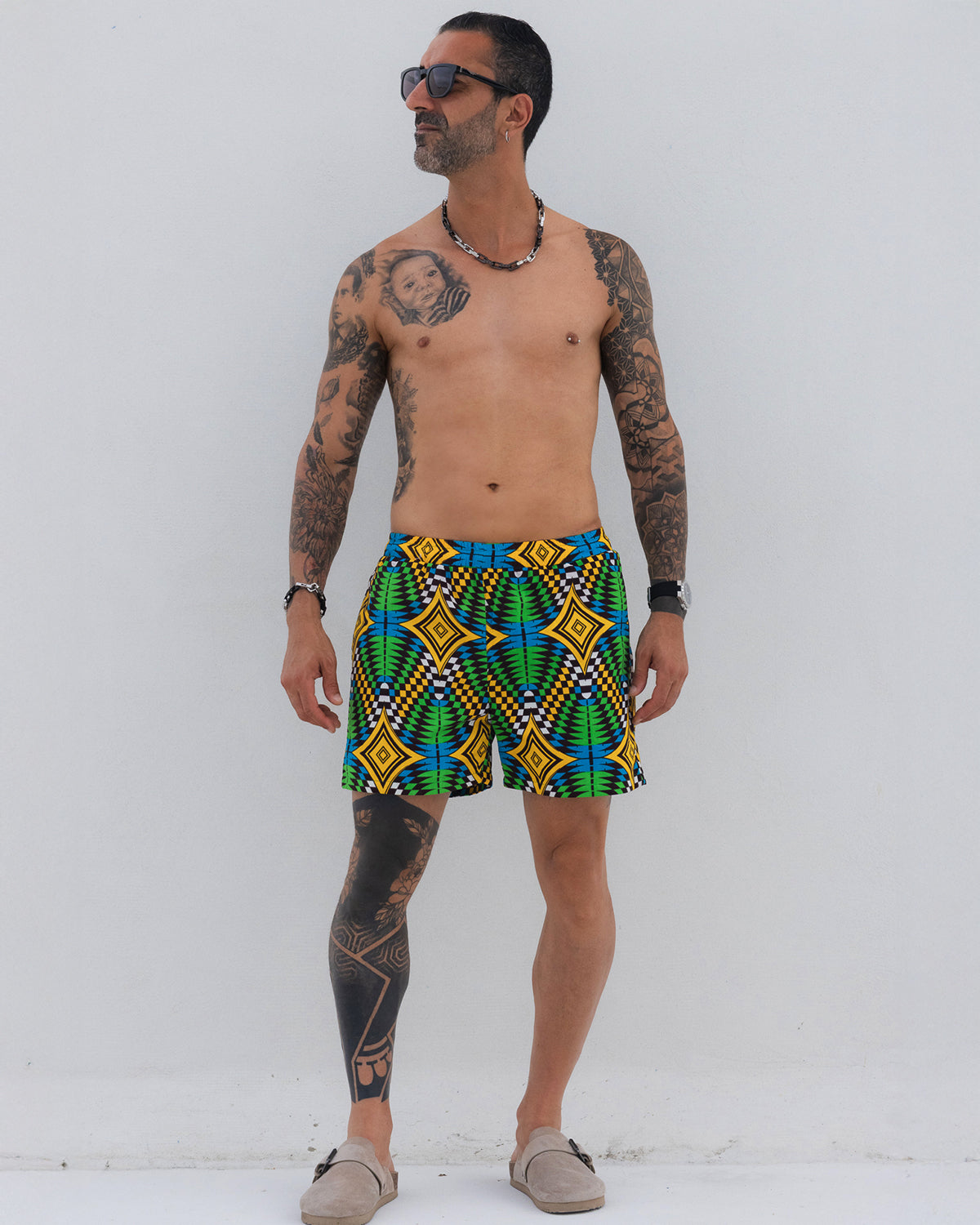 Calção médio em capulana