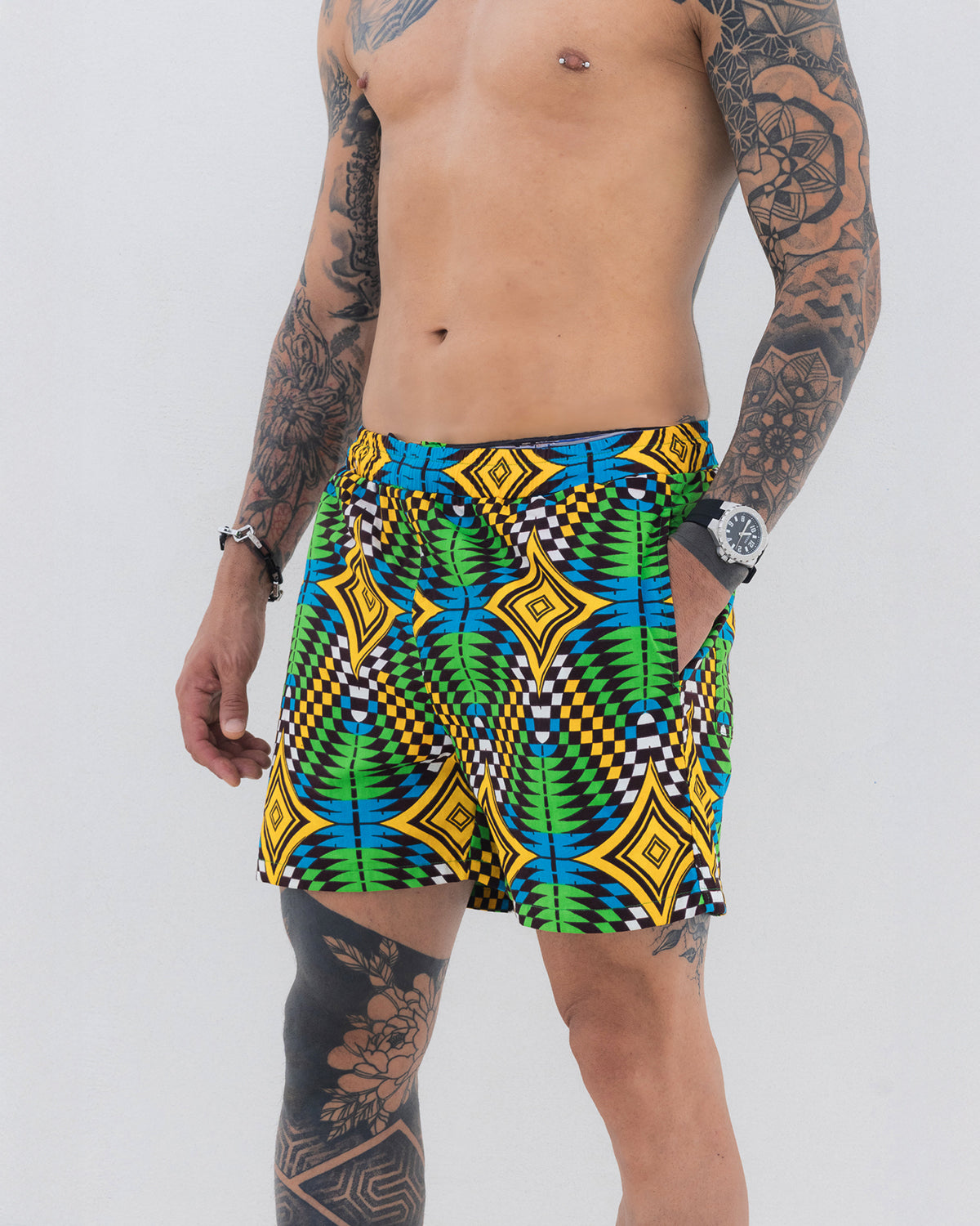 Calção médio em capulana