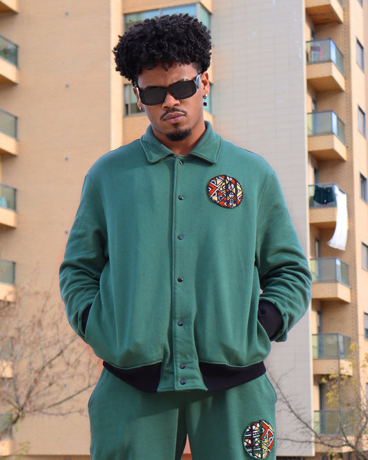 Bomber Jacket com bordado em pano africano
